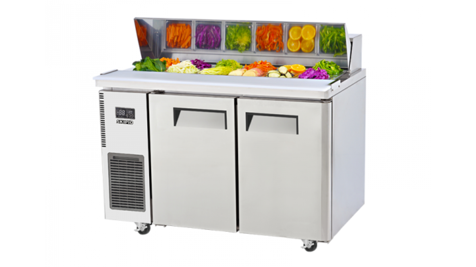Skipio SHR12-2 2-Door Salad Prep Fridge with Hood Lid