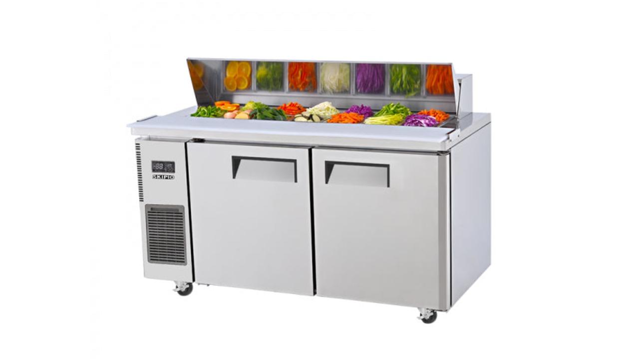 Skipio Commercial Salad Side Preparation Table with Hood Lid