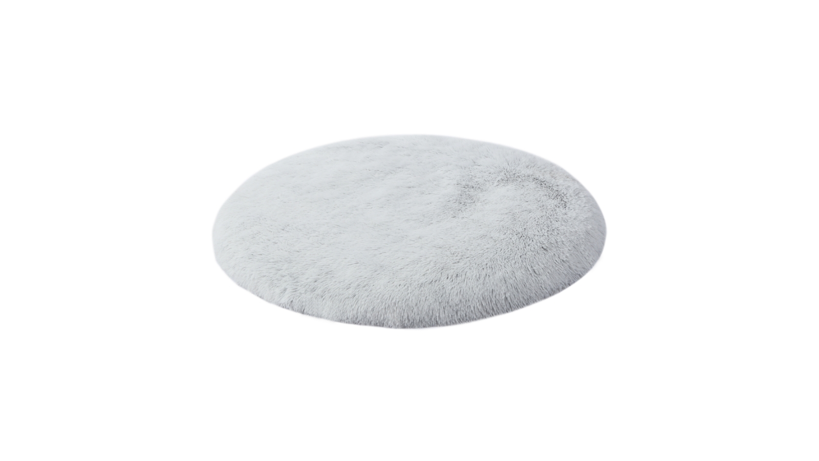Charlie's Large Shaggy Faux Fur Round Padded Lounge Mat - Arctic Grey