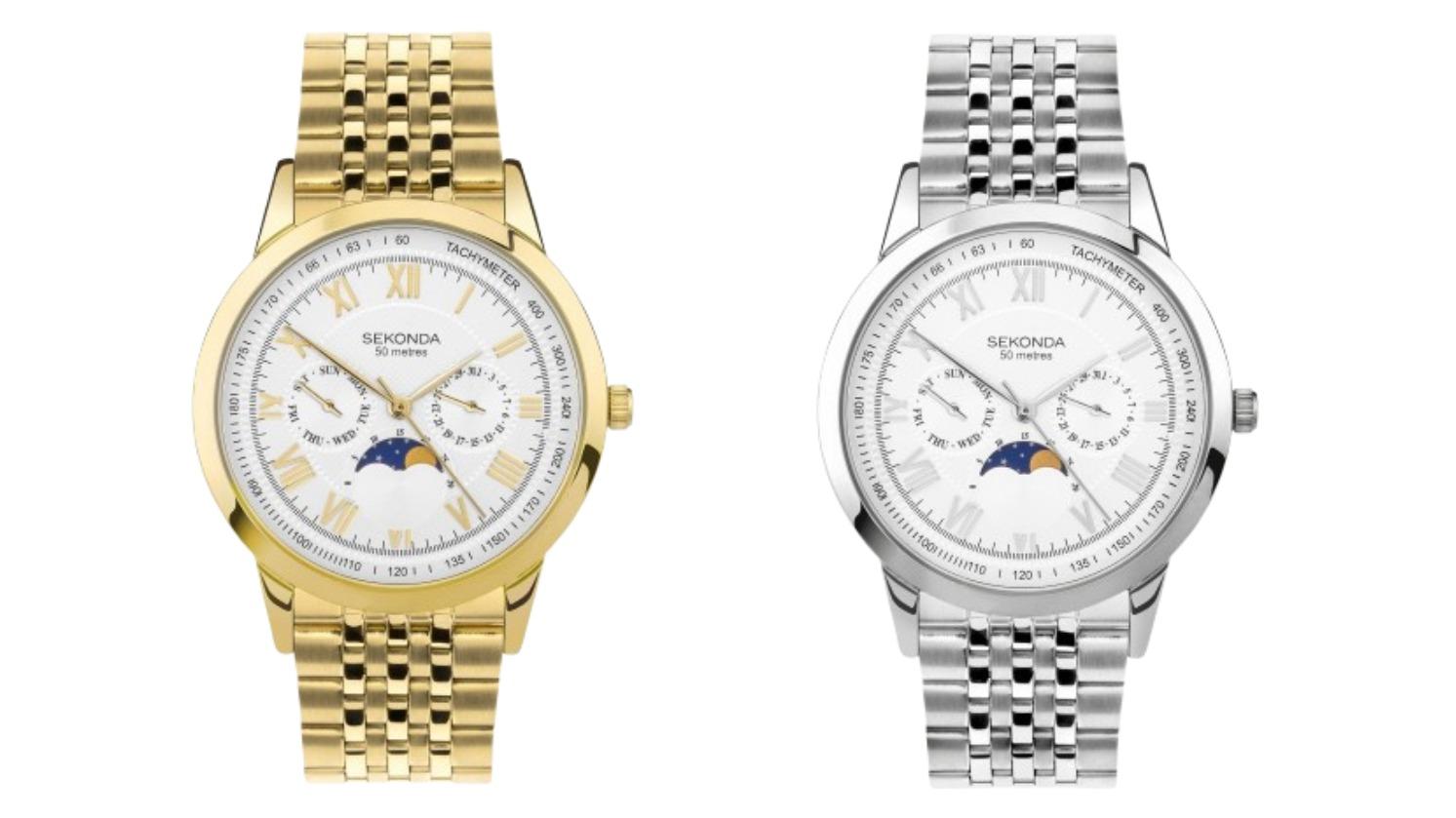 Sekonda 4cm Armstrong Moonphase Watch with White Dial
