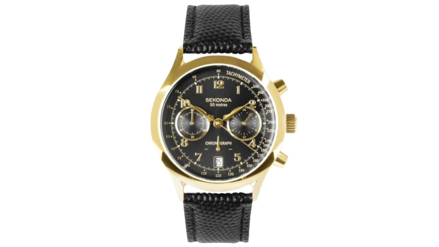 Sekonda Gold Alloy Case Archer Watch with Black Dial - 4cm