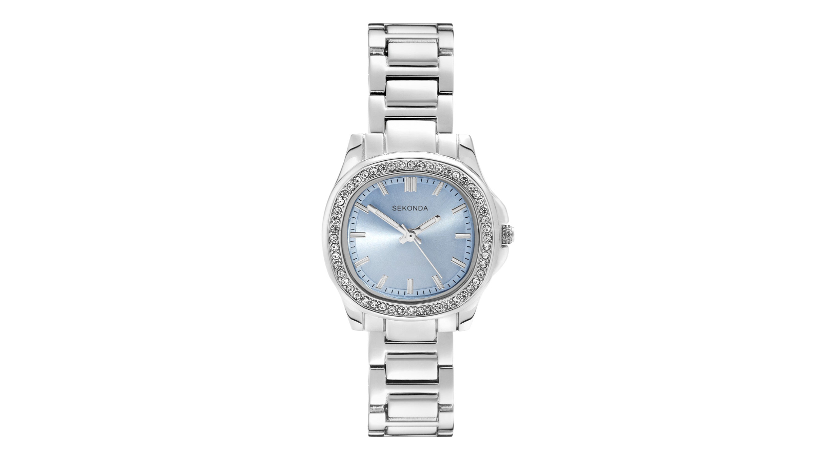 Sekonda Octaire Silver Alloy Case and Stainless Steel Bracelet Womens Watch with Blue Dial - 3cm