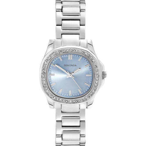 Sekonda Octaire Silver Alloy Case and Stainless Steel Bracelet Womens Watch with Blue Dial - 3cm
