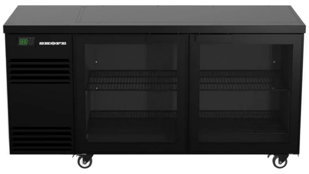 Skope BackBar 2 Glass Swing Door SlimLine Fridge - Black