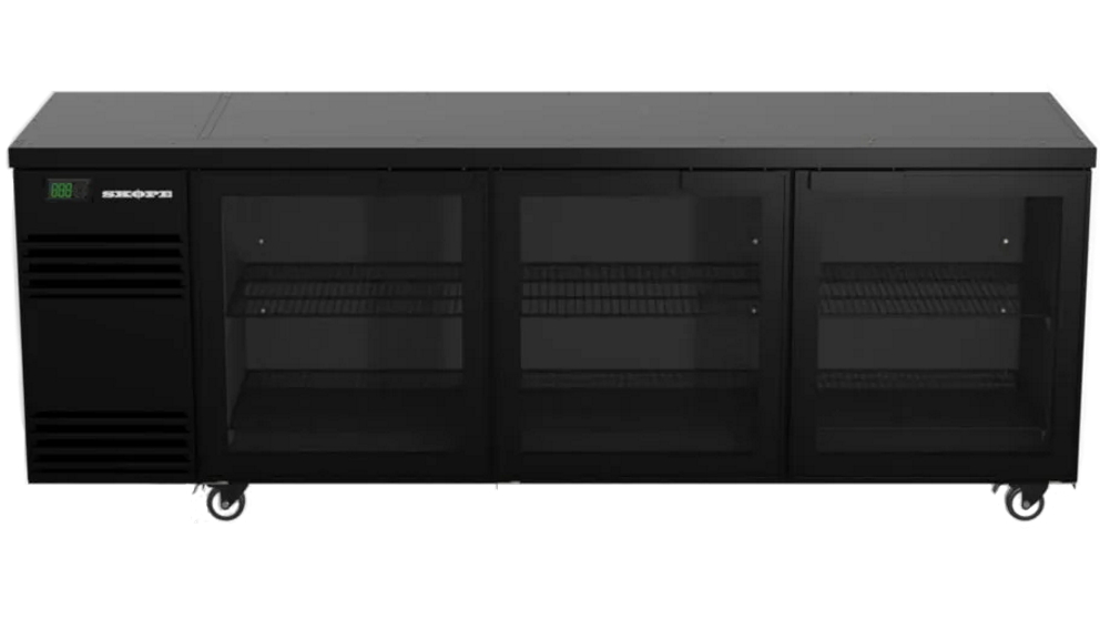 Skope BackBar 3 Glass Swing Door SlimLine Fridge - Black