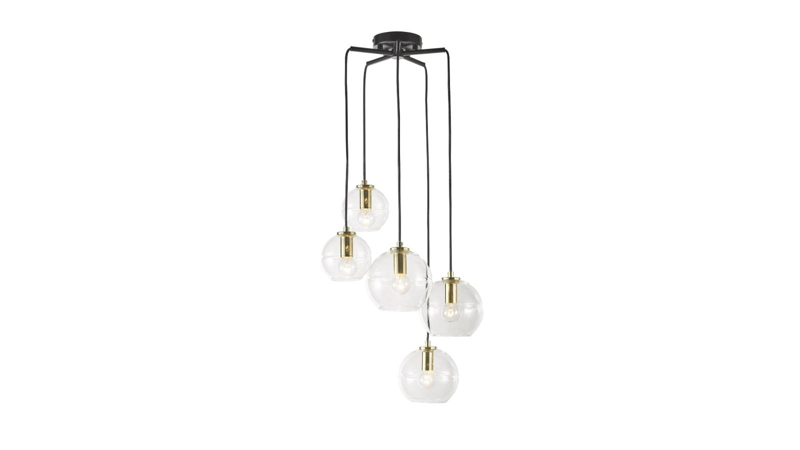 Oriel Lighting Reno.5 Clear Glass Pendant Light - Brass