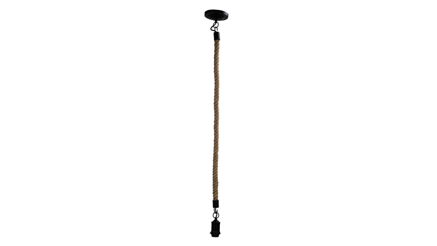 Oriel Lighting Matt Black Rope Pendant Light and Coir - 2m