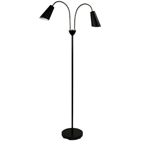 Oriel Lighting Walt Twin Flexible Neck Lamp - Black/Antique Brass