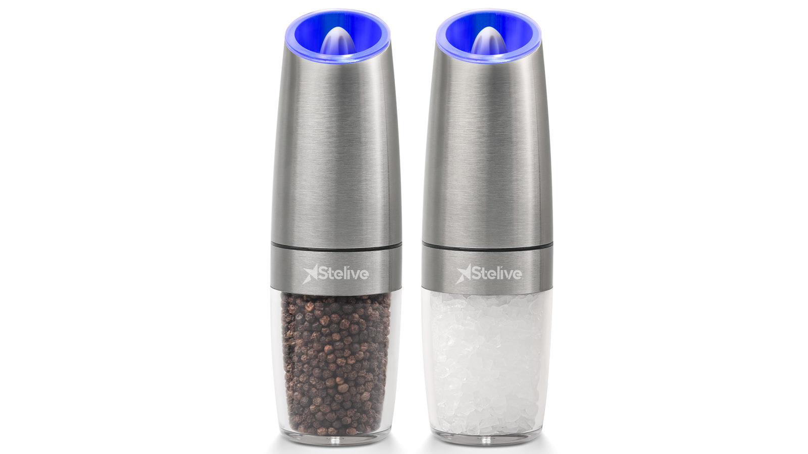 Stelive 2-Piece Auto Salt and Pepper Grinder Set
