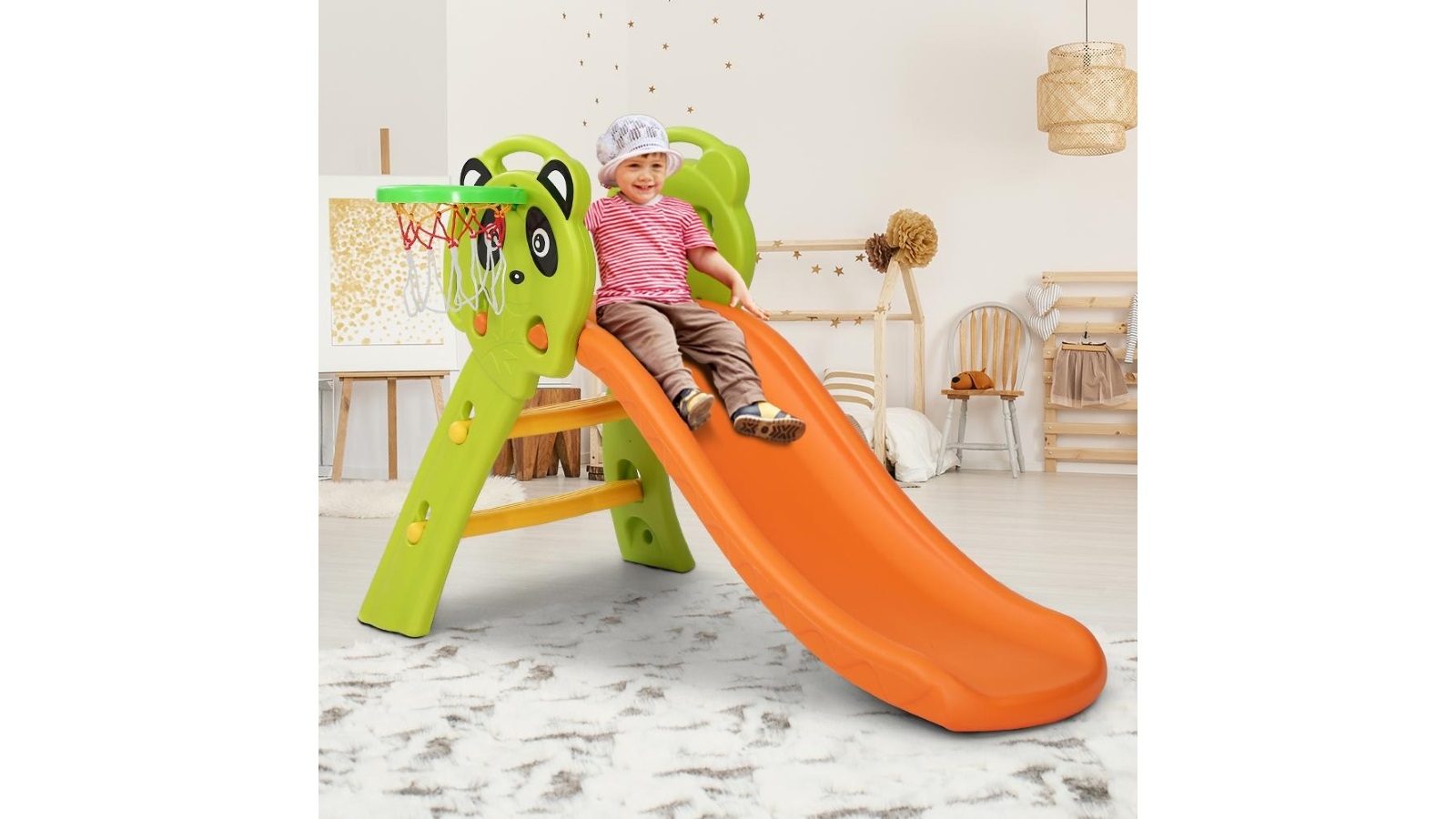 Keezi Slide Keezi Kids Slide Play Set Orange Harvey Norman