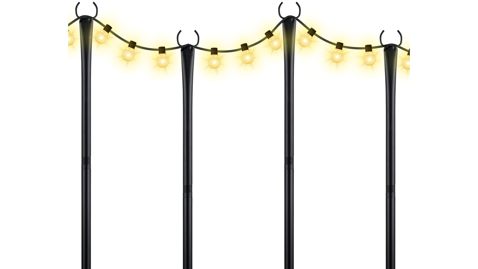 4-Pack 9ft Metal String Light Poles with Fork Plug-in