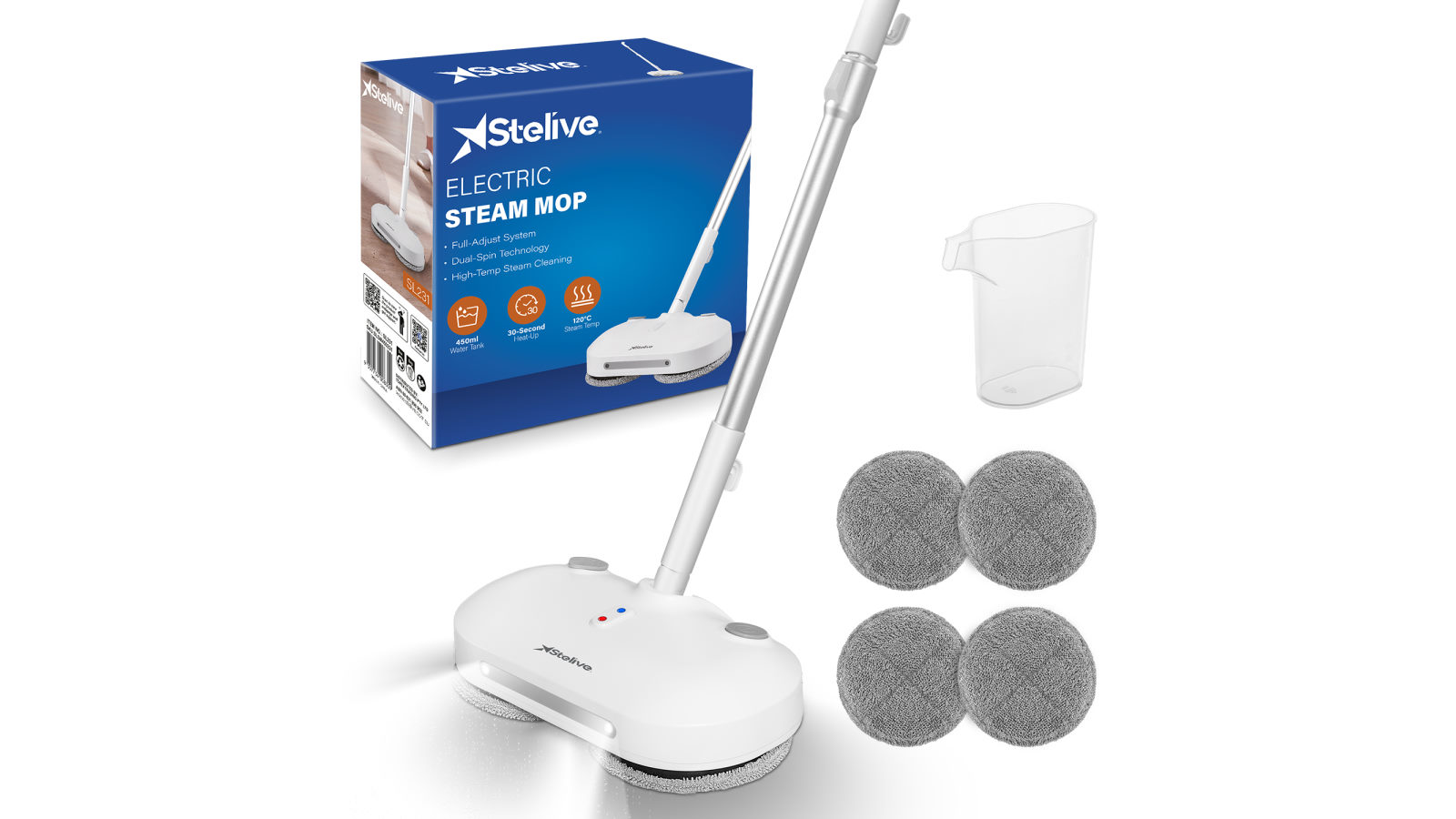 Stelive Steam and Scrub Automatic Electric Steam Mop - White