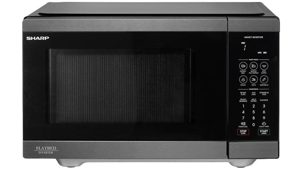 Sharp 26L Flatbed Microwave with Smart Inverter - Black Stainless ...