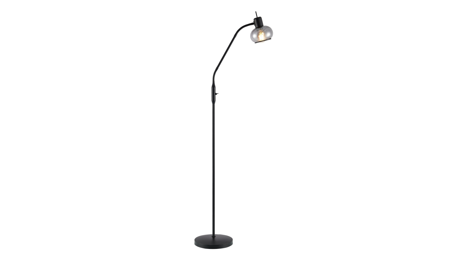 Pretty & Practical Linz Stylish Smoke Glass Floor Lamp for Sleek Modern Home Design - Black 