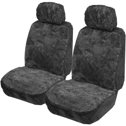 My Car Air Bag Safe Pair Diamond Genuine Sheepskin Lambswool Car Seat Cover - 1.4cm