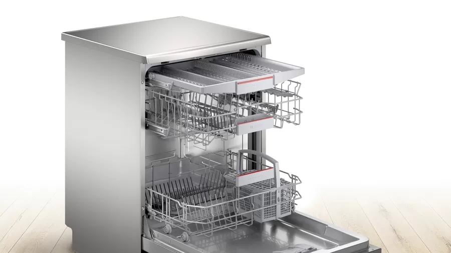 Bosch 600mm Series 4 Freestanding Dishwasher Silver Inox Harvey Norman