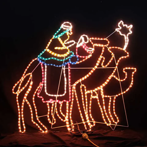 Hisen LED Wise Men Riding Camel Motif Rope Light for Christmas Decoration