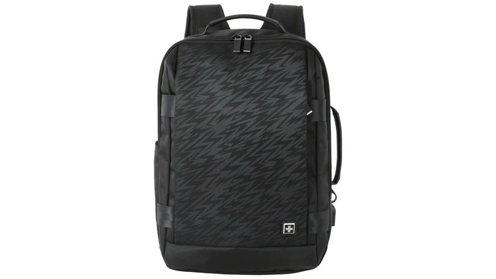 Suissewin Black Reflective Backpack with USB Charging Port - 25L