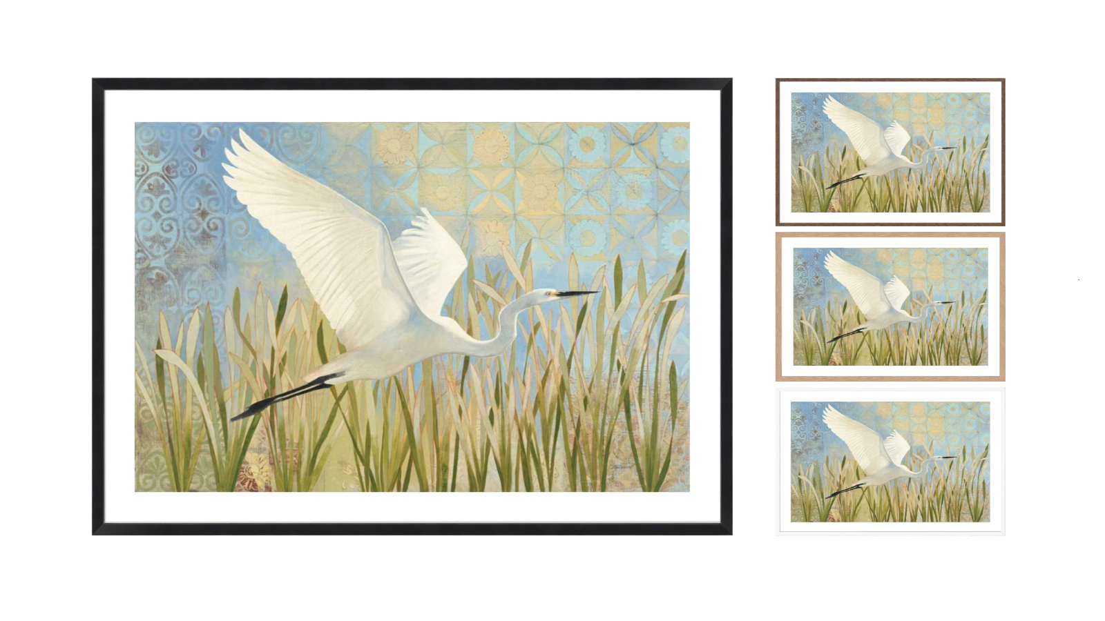 La Grolla Snowy Egret in Flight V2 Crop Frame Wall Art