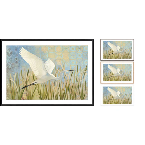 La Grolla Snowy Egret in Flight V2 Crop Frame Wall Art