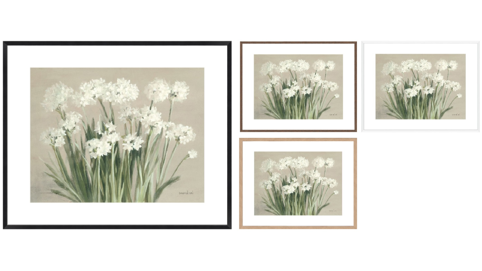 La Grolla Snowy Paperwhites Neutral Frame Wall Art