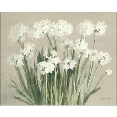 La Grolla Snowy Paperwhites Neutral Unframed Canvas Wall Art
