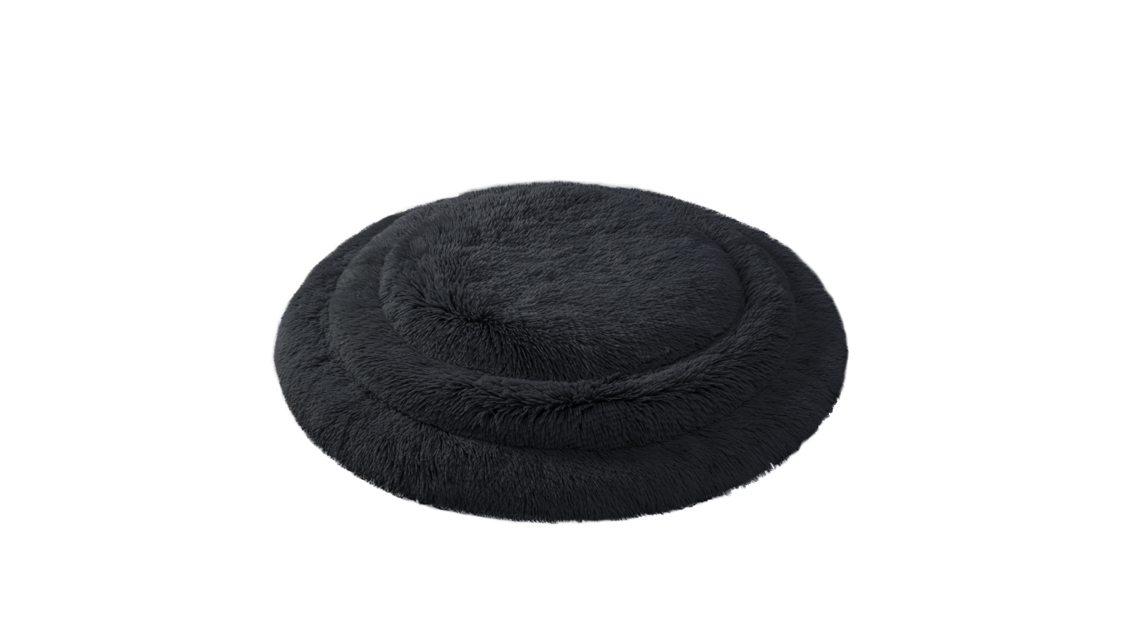 Charlie's Large Shaggy Faux Fur Round Padded Lounge Mat Charcoal