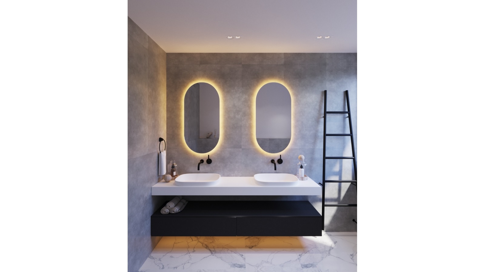 Thermogroup Ablaze Premium 500x1000mm Backlit Pill Shape Mirror with Warm Light