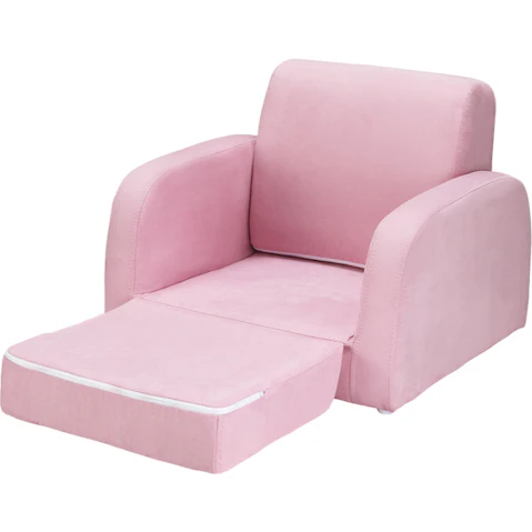 Keezi Kids 1-Seater Flip Open Armchair Dinosaur Sofa - Soft Pink