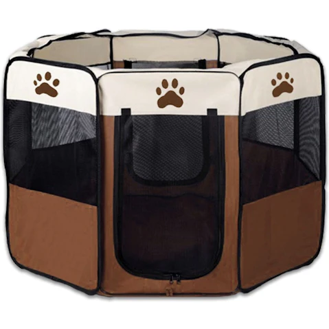 Bargene Large 8-Panel Pet Playpen - Brown