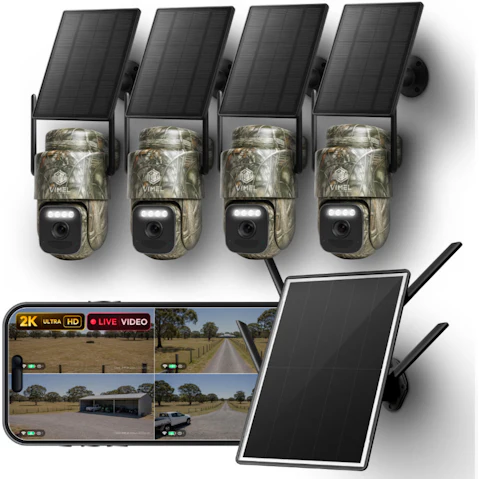 Vimel Solar and Battery 4G Alarm NVR Wireless Security Cameras System