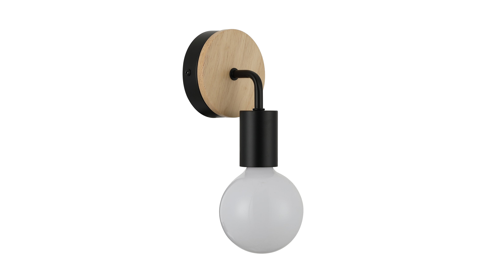 CLA Lighting Iron Solo Wall Light with Round Wood - Black