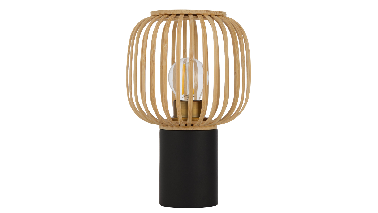 Pretty & Practical Bellaform Bamboo Oval Table Lamp with Organic Lighting - Black/Natural