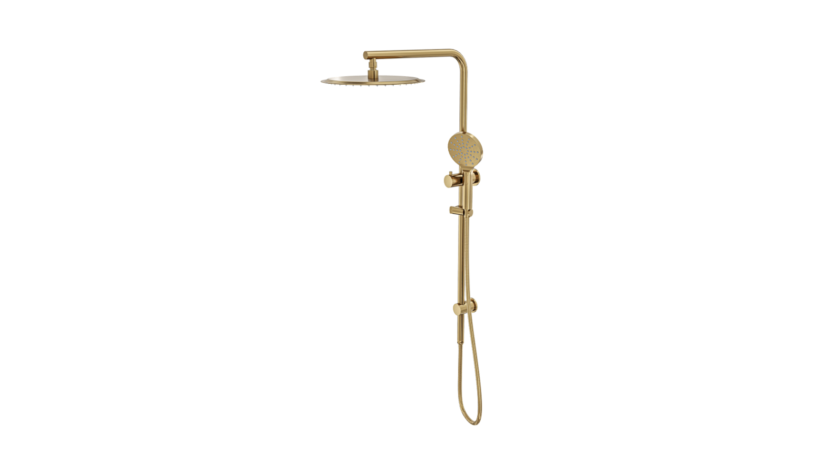 Linsol 200mm Souljet Twin Shower on Long Rail - Brushed Brass