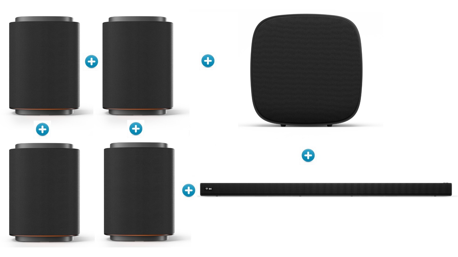 LG Sound Suite H7 Soundbar with W7 Wireless Subwoofer plus 4x M7 Wireless Speaker Package