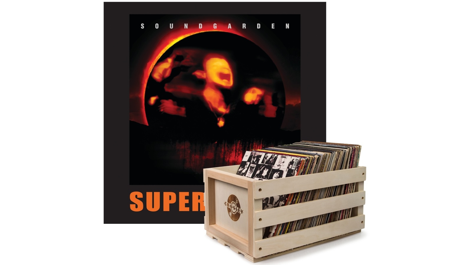 Crosley Record Storage Crate & Soundgarden Superunknown - Double Vinyl Album Bundle