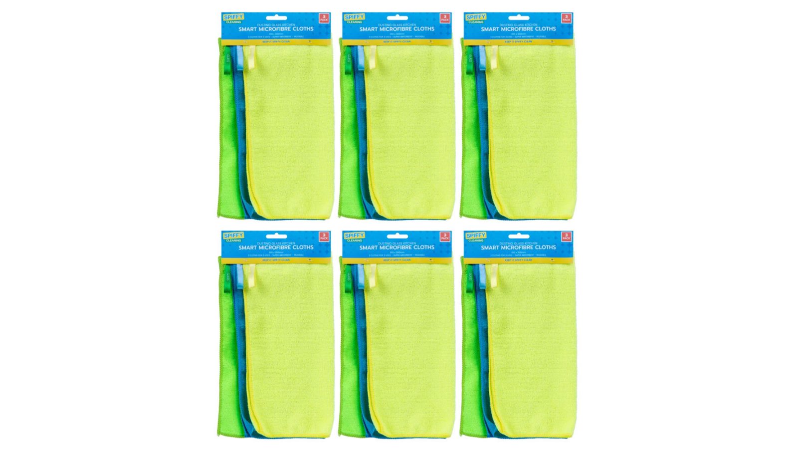 Spiffy 30cm Labelled Microfibre Cloths - 6 Pack