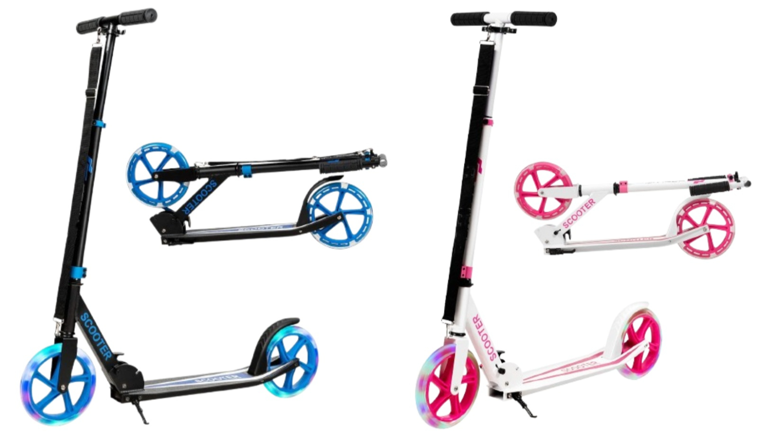 Costway LED Adjustable Wheel Folding Pro Stunt Scooter with Rear Break