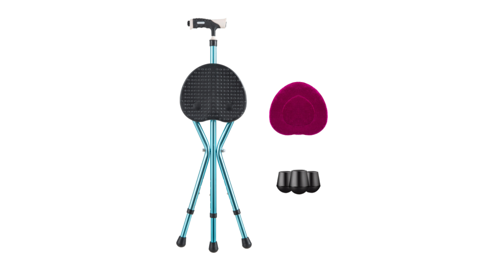 Costway Adjustable Folding Walking Cane with LED Light Seat and Handle