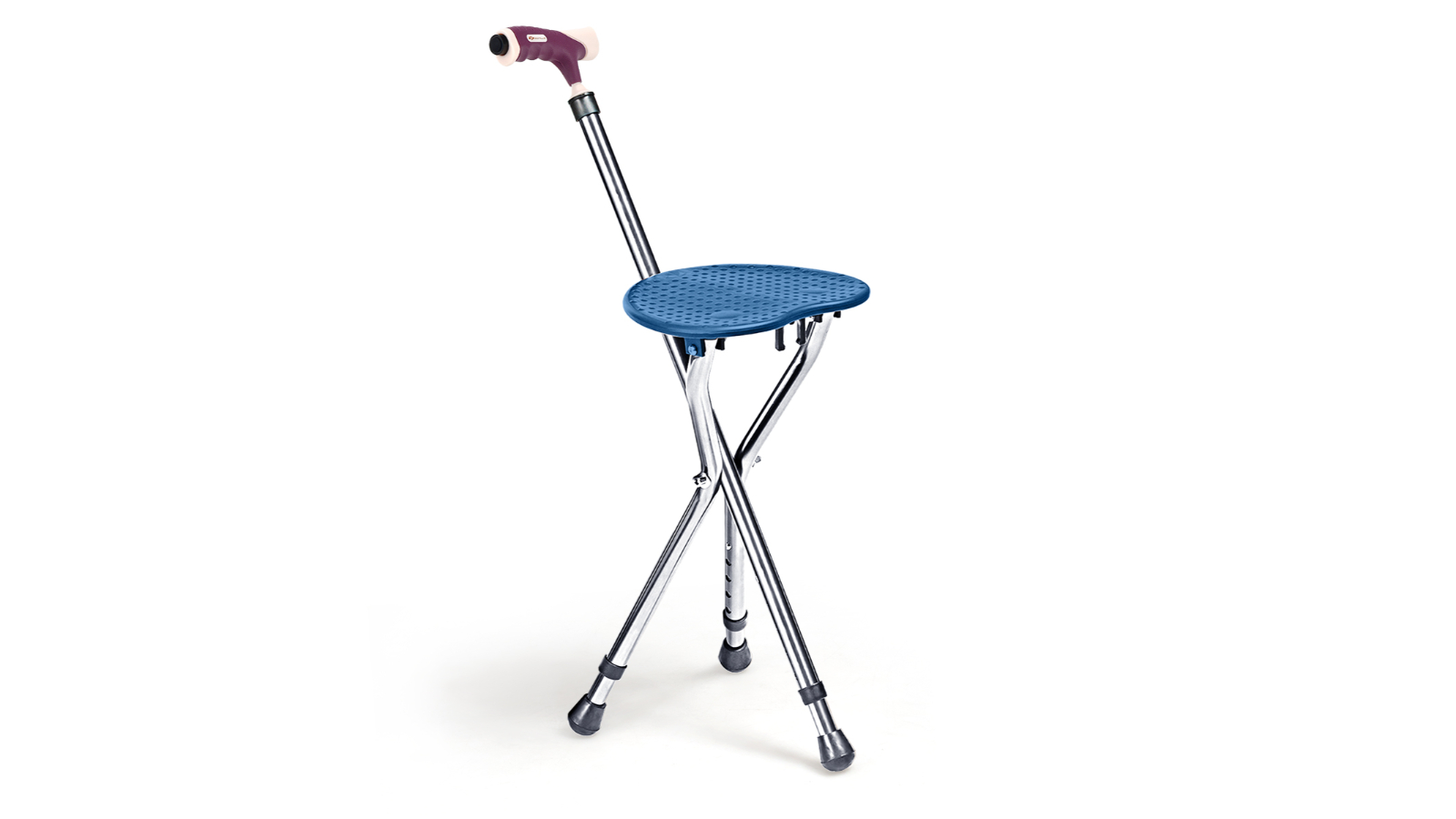Costway Folding Walking Cane with Seat and LED Light - Navy