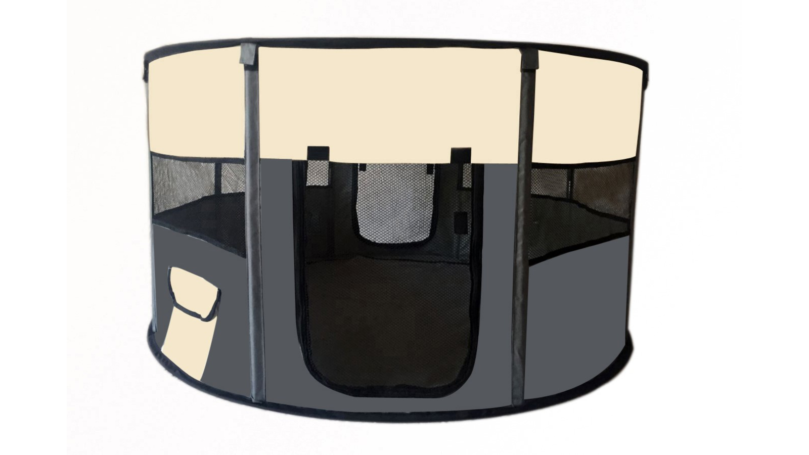 YES4PETS Large Round Portable Soft Dog/Cat/Rabbit Playpen - Grey