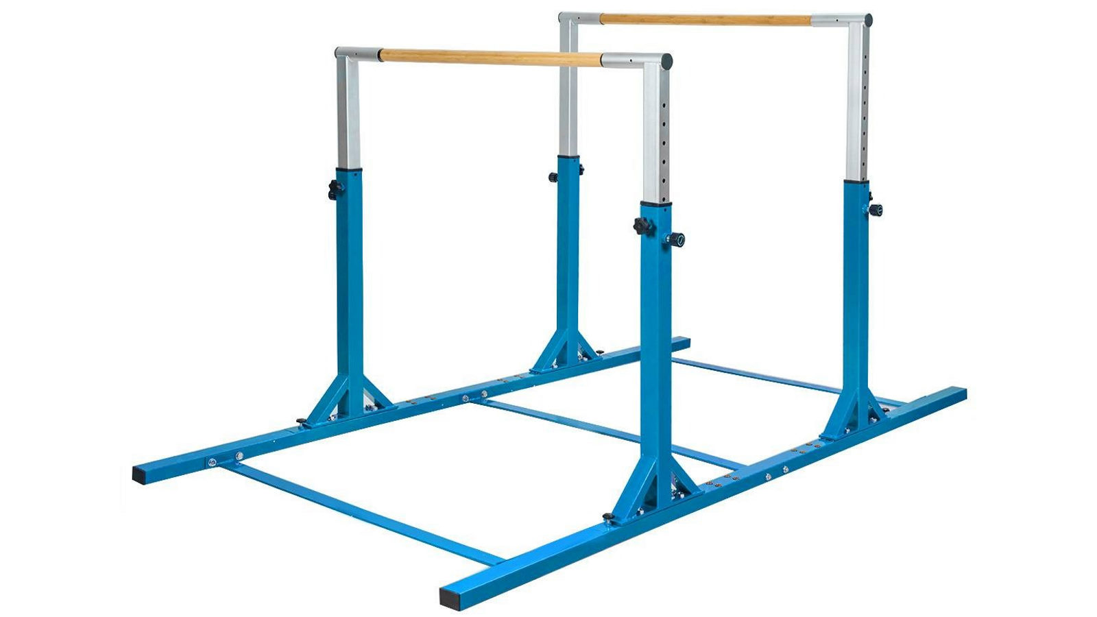 Costway Gymnastics Parallel Bars Double Horizontal Bar Adjustable Width and 12-Level Heights - Blue