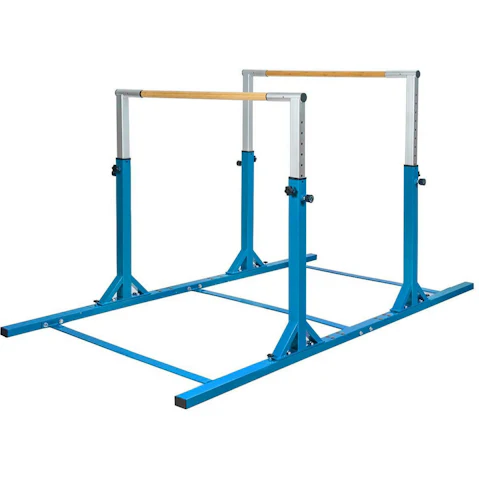 Costway Gymnastics Parallel Bars Double Horizontal Bar Adjustable Width and 12-Level Heights - Blue