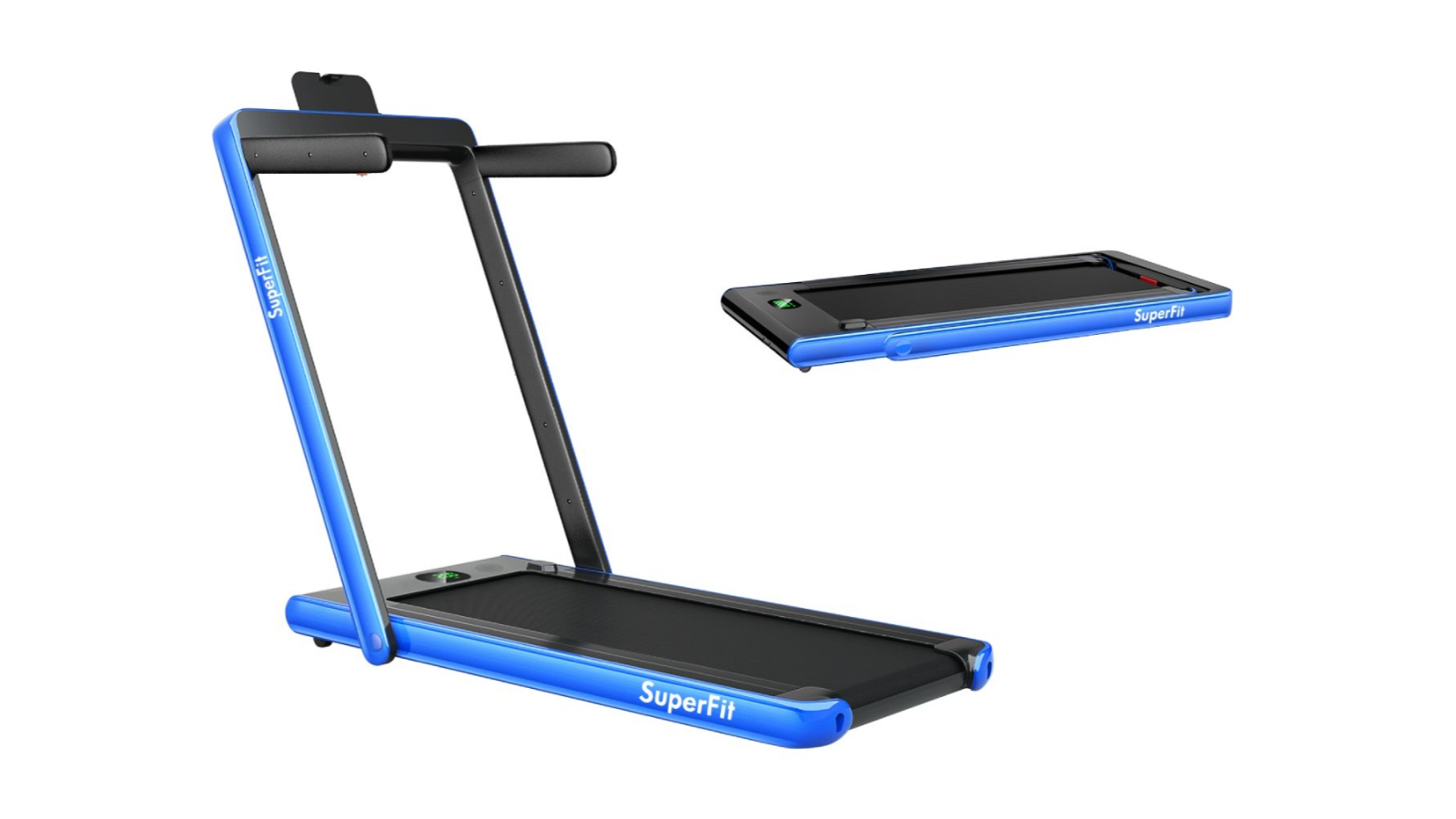 Costway 2-in-1 12kmh 120kg Capacity Electric Desk Treadmill Folding Machine Home Gym - Blue