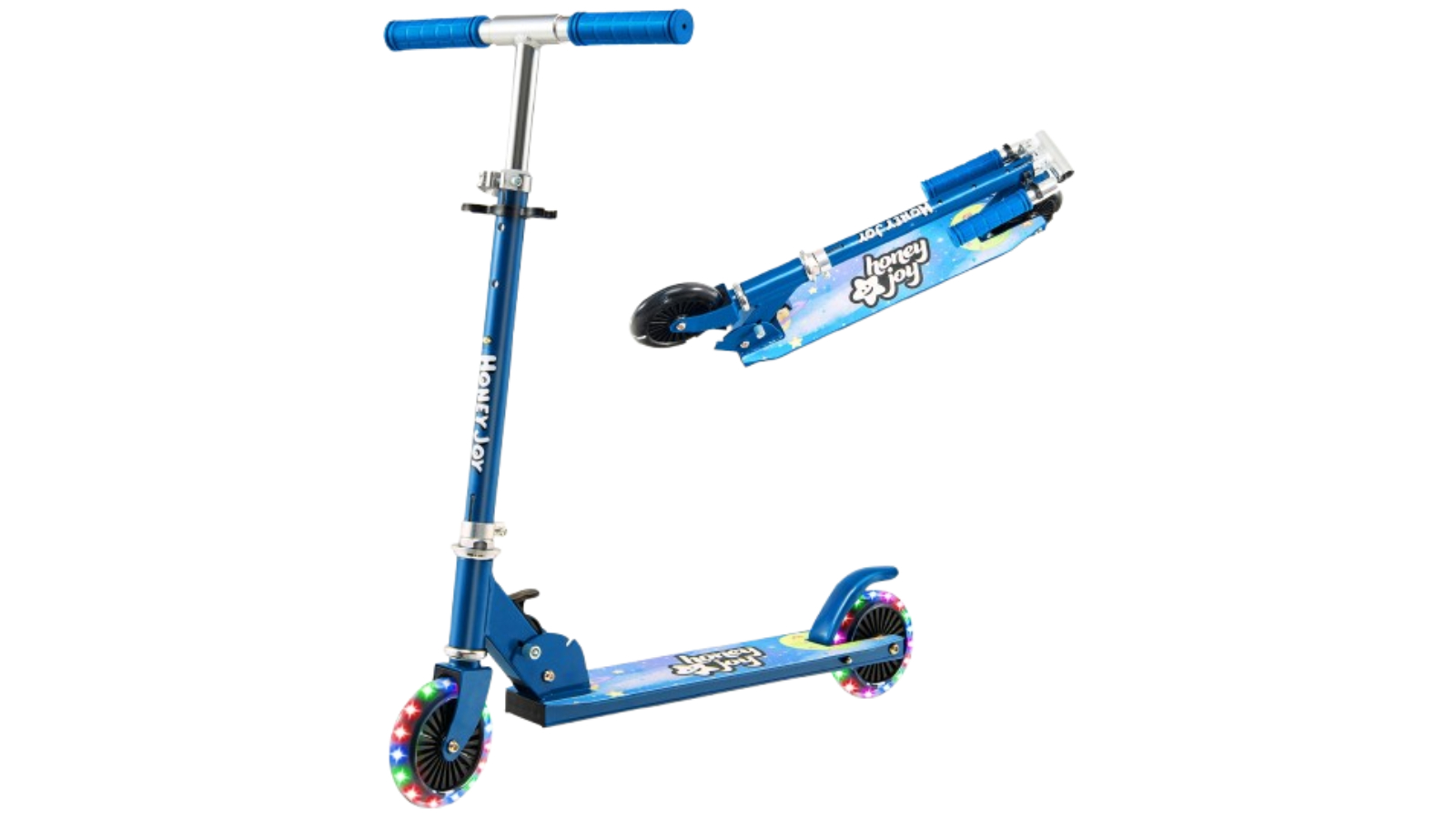 Costway Adjustable Height Kick Scooter with Rear Brake - Blue