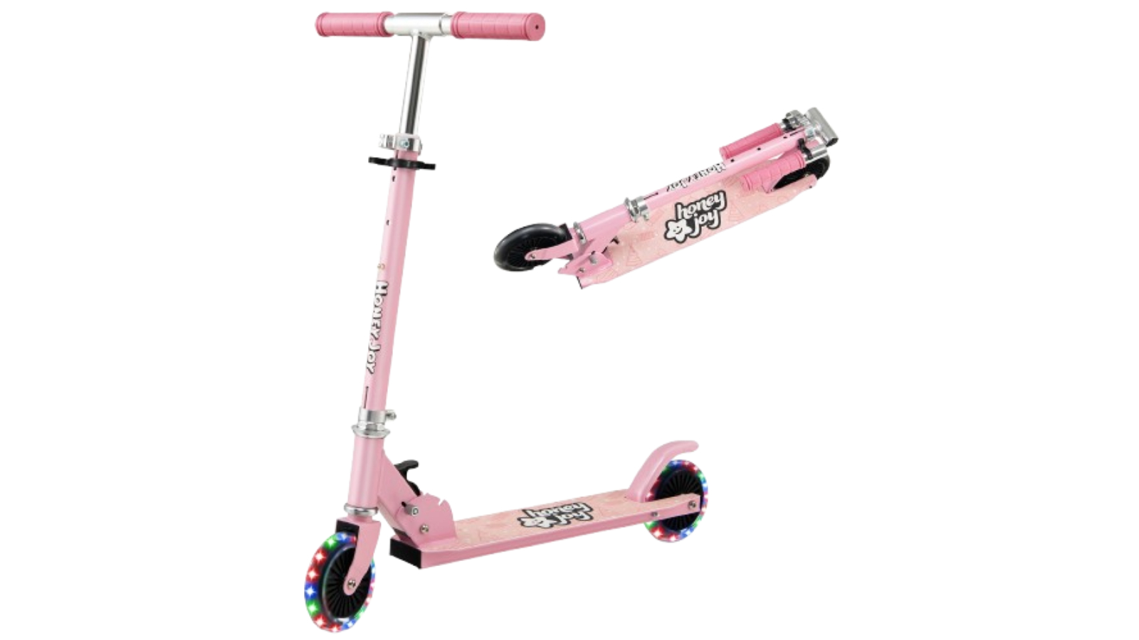 Costway Adjustable Height Kick Scooter with Rear Brake - Pink