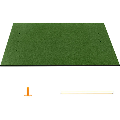 Costway Golf Hitting Practice Mat Lawn Grass, 2-Rubber Tees and Alignment Stick - 1.2 x 1.5m