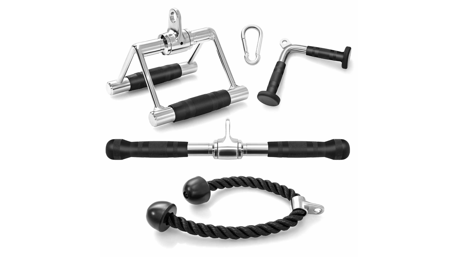 Costway LAT Pull-Down Handle Straight Bar Tricep Rope Cable Machine Attachment Set