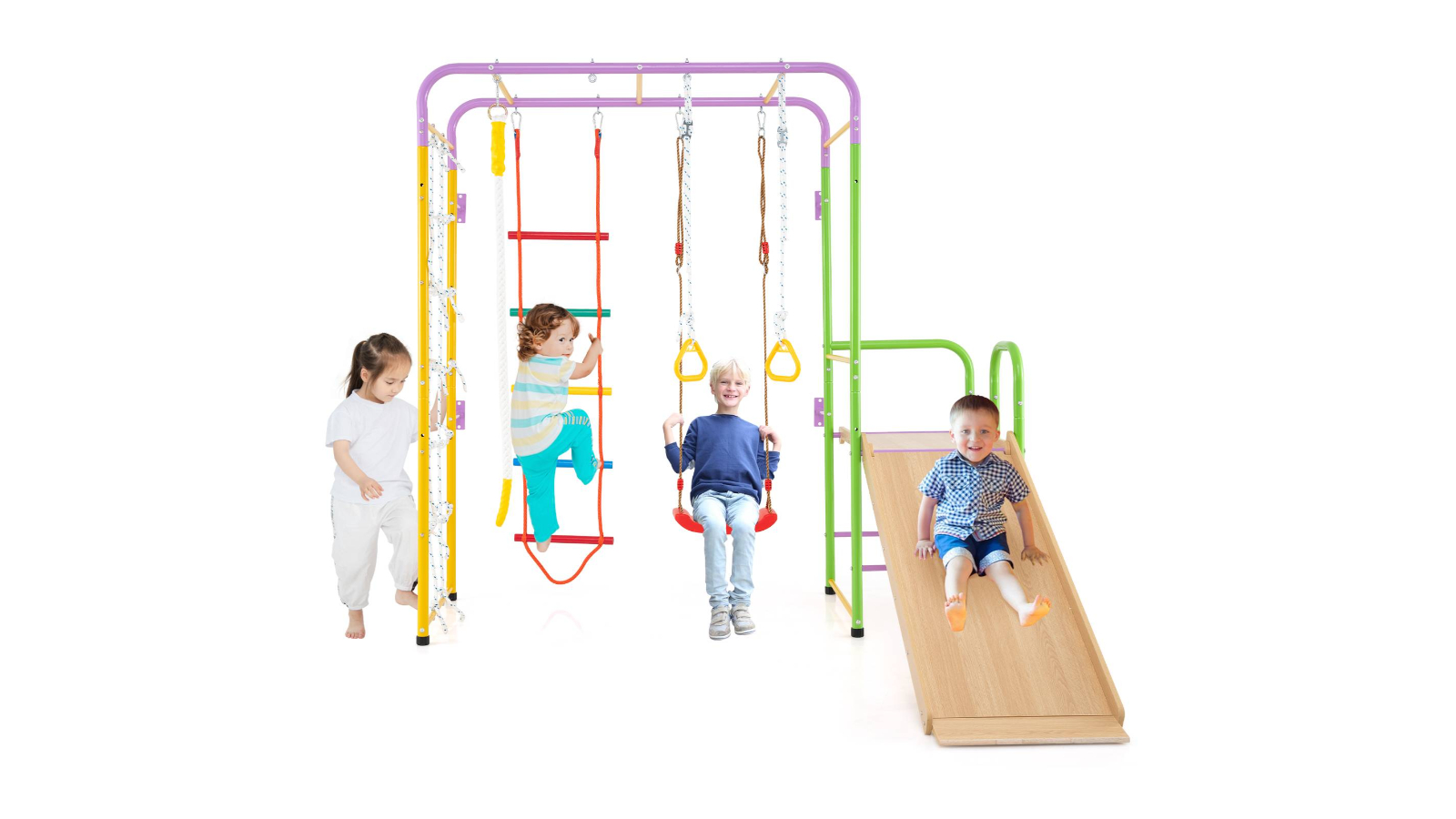 Costway 8-in-1 Metal Jungle Gym Indoor Playground Set