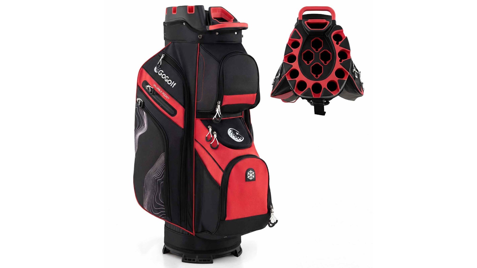 Costway Men Women Club Golf Cart Travel Bag with 14-Way Dividers and 11 Pockets - Red